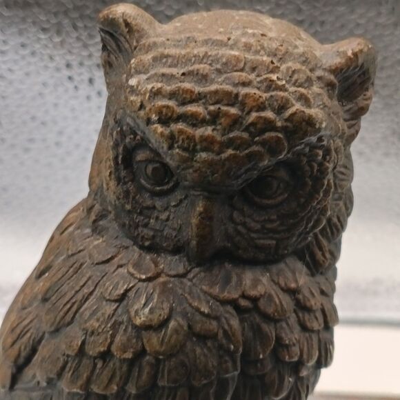 Vintage 6.5" Brown Ceramic Owl Figurine on Stump, Rustic Home Décor - Picture 4 of 6